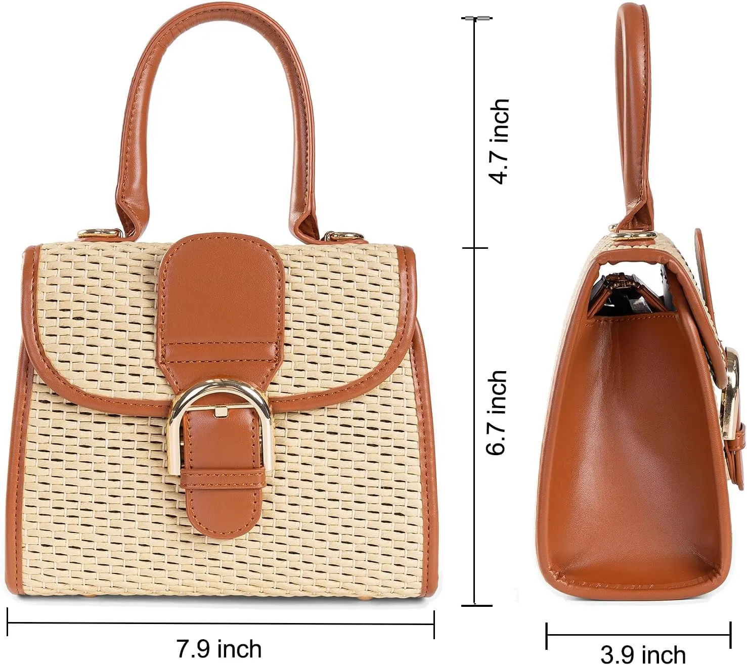 boshiho Retro Straw Woven Handbag Womens Small Cross Body Bag Shoulder Messenger Satchel