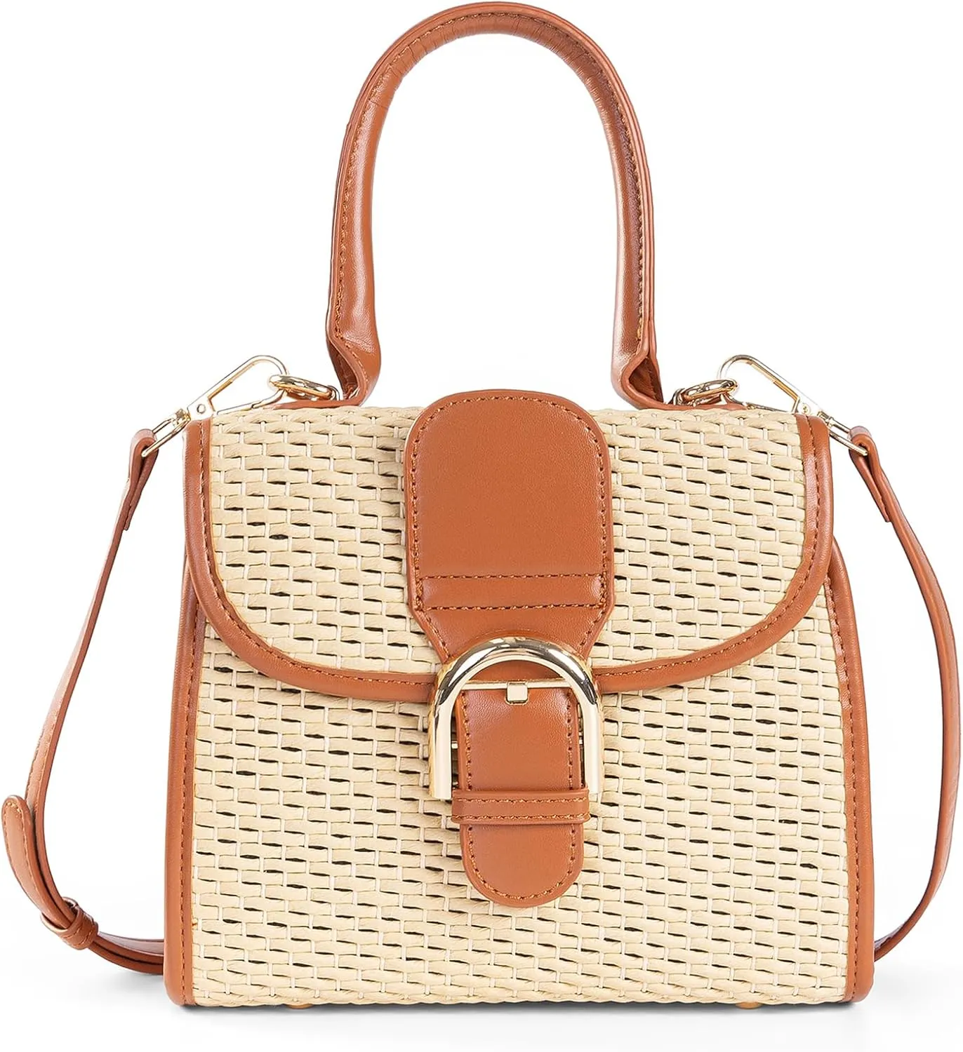 boshiho Retro Straw Woven Handbag Womens Small Cross Body Bag Shoulder Messenger Satchel