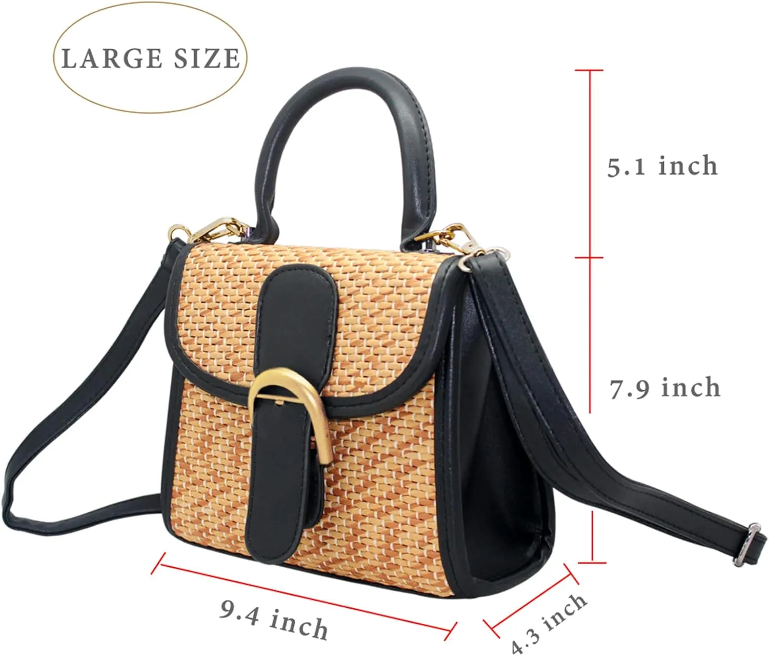 boshiho Retro Straw Woven Handbag Womens Small Cross Body Bag Shoulder Messenger Satchel