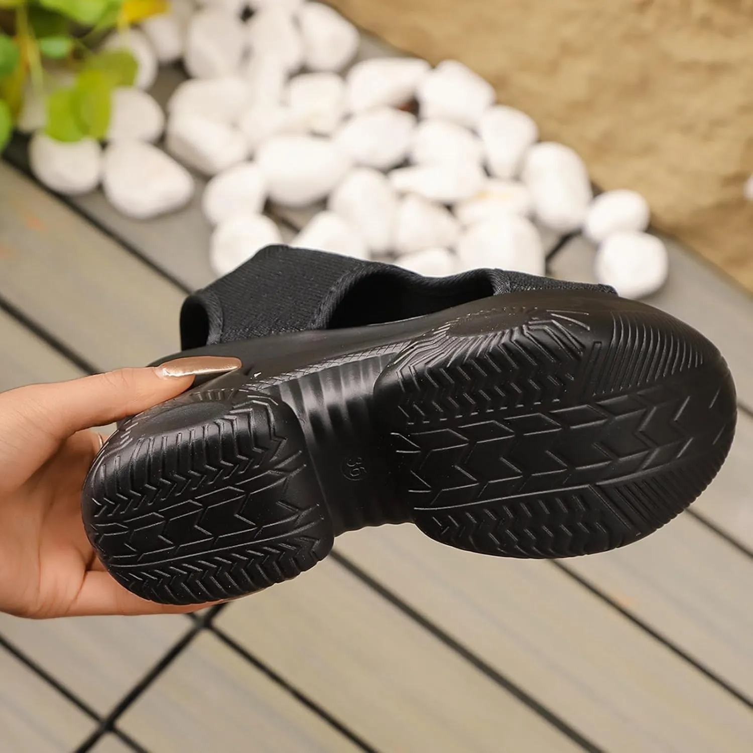 Breathable Fish Head Beach Shoes Korean Version Of The Bottom Solid Color Footwear Fashion Furry Slipper Sandals Women