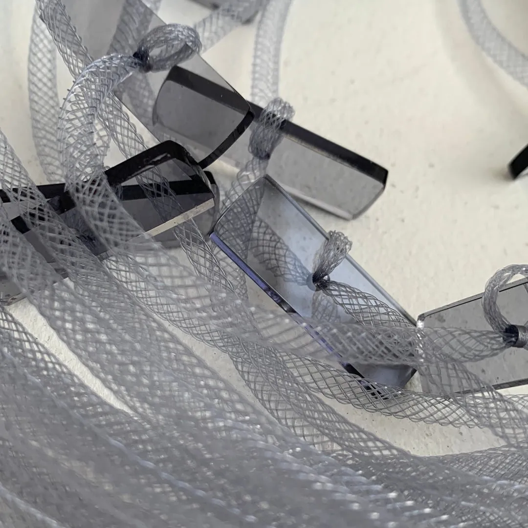 CB155 - Multi Chip Necklace in Ghost Grey