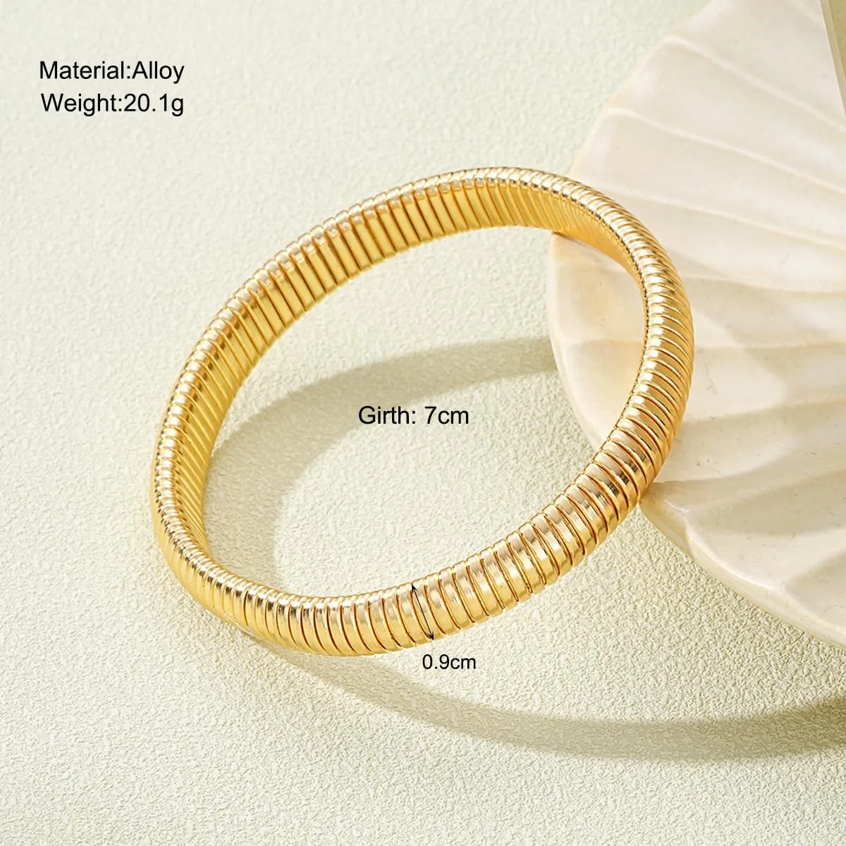 Chunky Gold Bangle Bracelets for Women Trendy Open Cuff Wide Bracelets Gold Spiraled Oval Bangle Bracelet