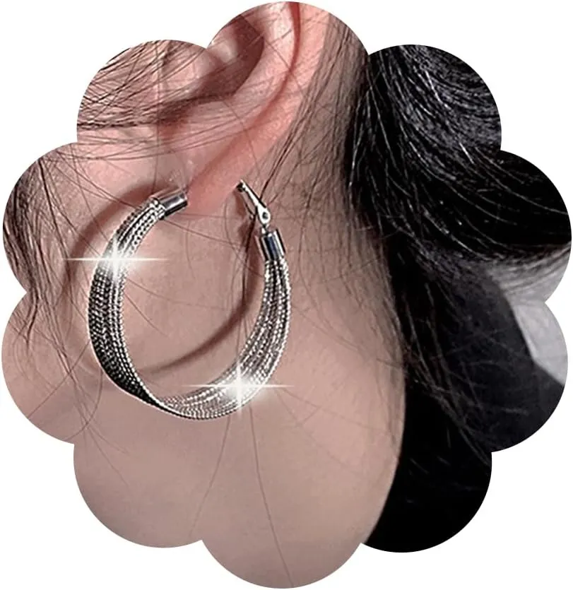 Chunky Open Hoops Earrings Minimalist Multi Textured Wire Hoop Earrings Retro Cute Thick Textured Small Huggie Hoop Earrings Statement Hoop Thin Wire Earrings for Women