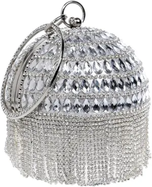 Clutch Bags for Women Ball Shape Evening Bags for Wedding Rhinestones Wallet with Tassels
