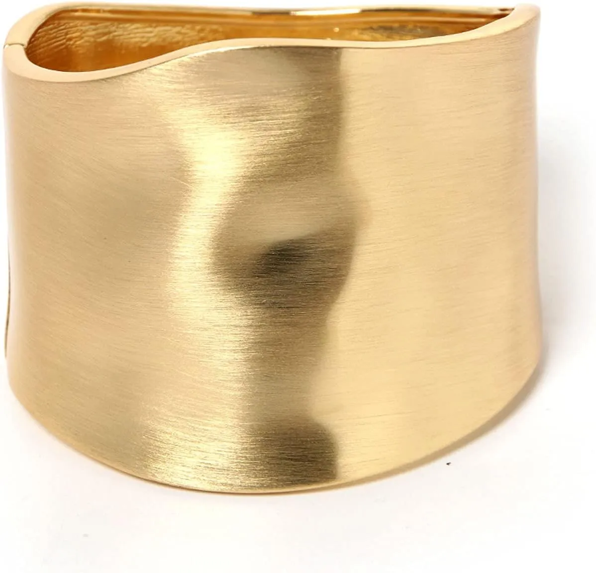 COLORFUL BLING Gold Tone Wide Chunky Bangle Bracelet for Women Polished Frosted Irregular Twist Grooved Cuff Bangle Simple exaggerated Wrist Statement Jewelry