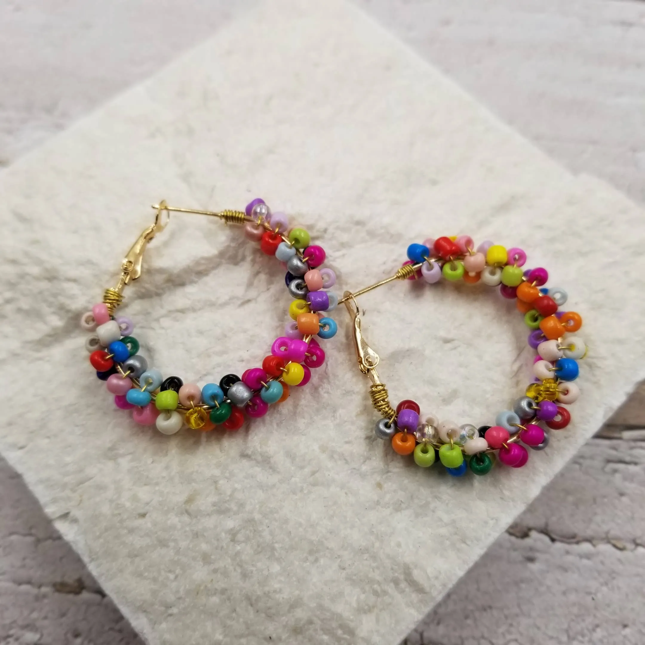 Colorful Seed Beads Hoop Earrings