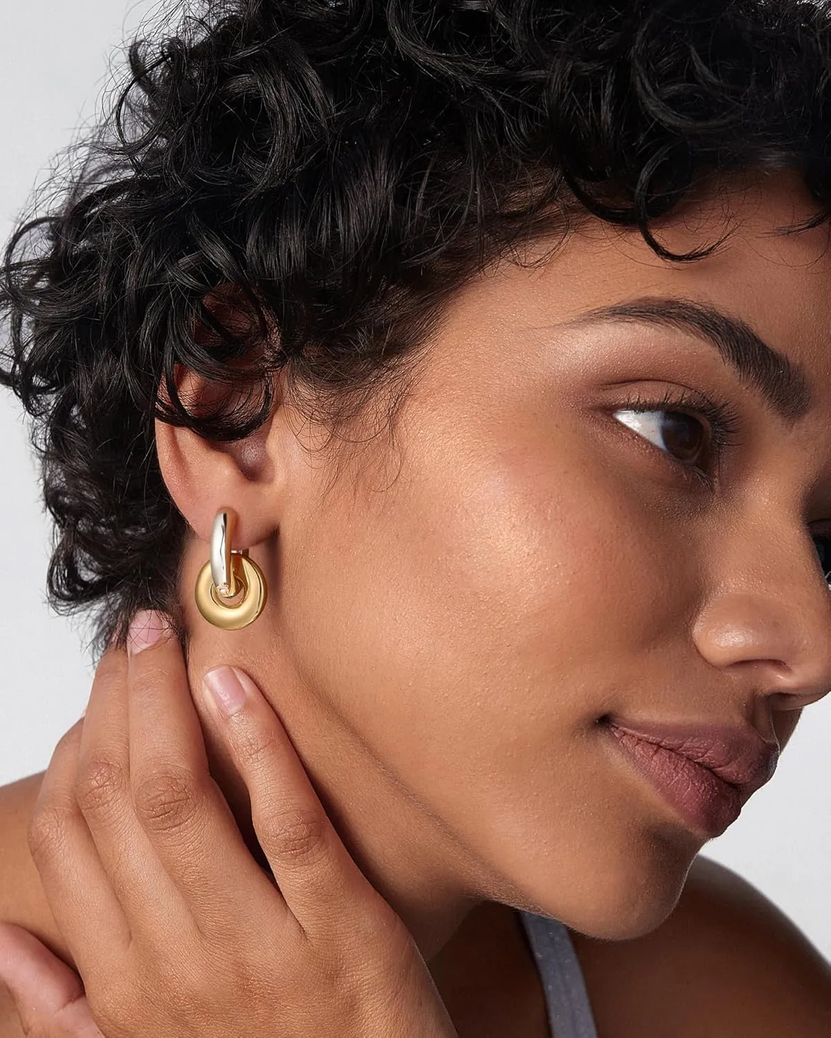 Convertible Chunky Hoop Earrings for Women Trendy: Paperclip Link Hoop Earrings Two-Tone Plated Geometric Drop/Dangle Huggie Hoop Earrings Hypoallergenic Lightweight Trendy Gold Jewelry