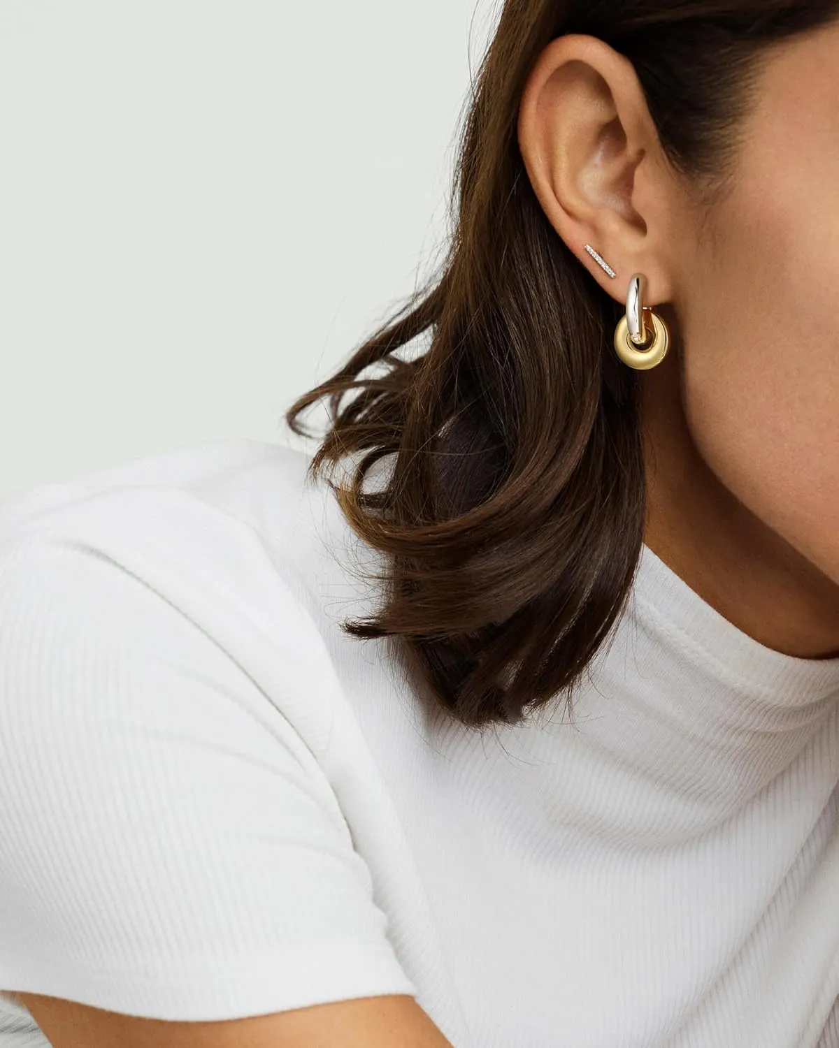 Convertible Chunky Hoop Earrings for Women Trendy: Paperclip Link Hoop Earrings Two-Tone Plated Geometric Drop/Dangle Huggie Hoop Earrings Hypoallergenic Lightweight Trendy Gold Jewelry