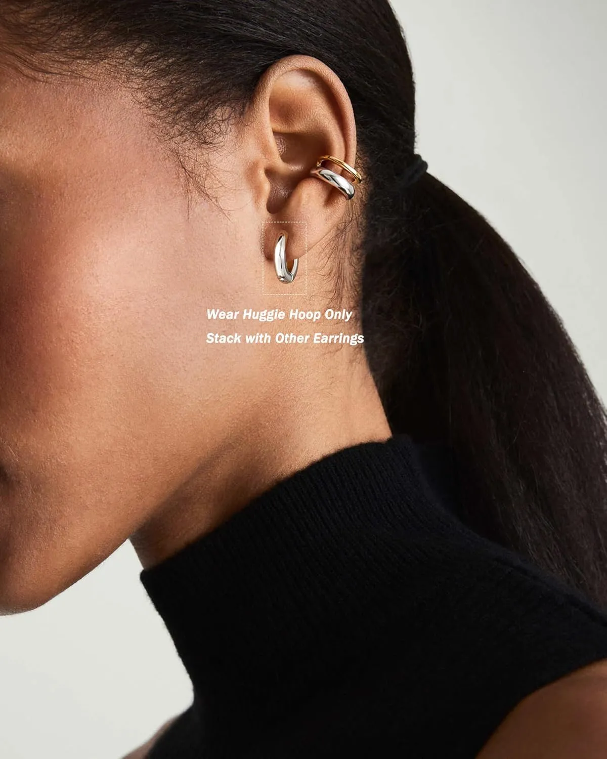 Convertible Chunky Hoop Earrings for Women Trendy: Paperclip Link Hoop Earrings Two-Tone Plated Geometric Drop/Dangle Huggie Hoop Earrings Hypoallergenic Lightweight Trendy Gold Jewelry