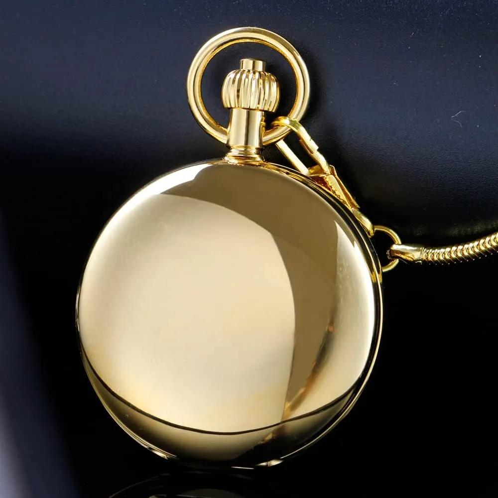 Copper Pocket Watch Steampunk Mechanical London Hand Wind Mens Watches with Chains & Boxs