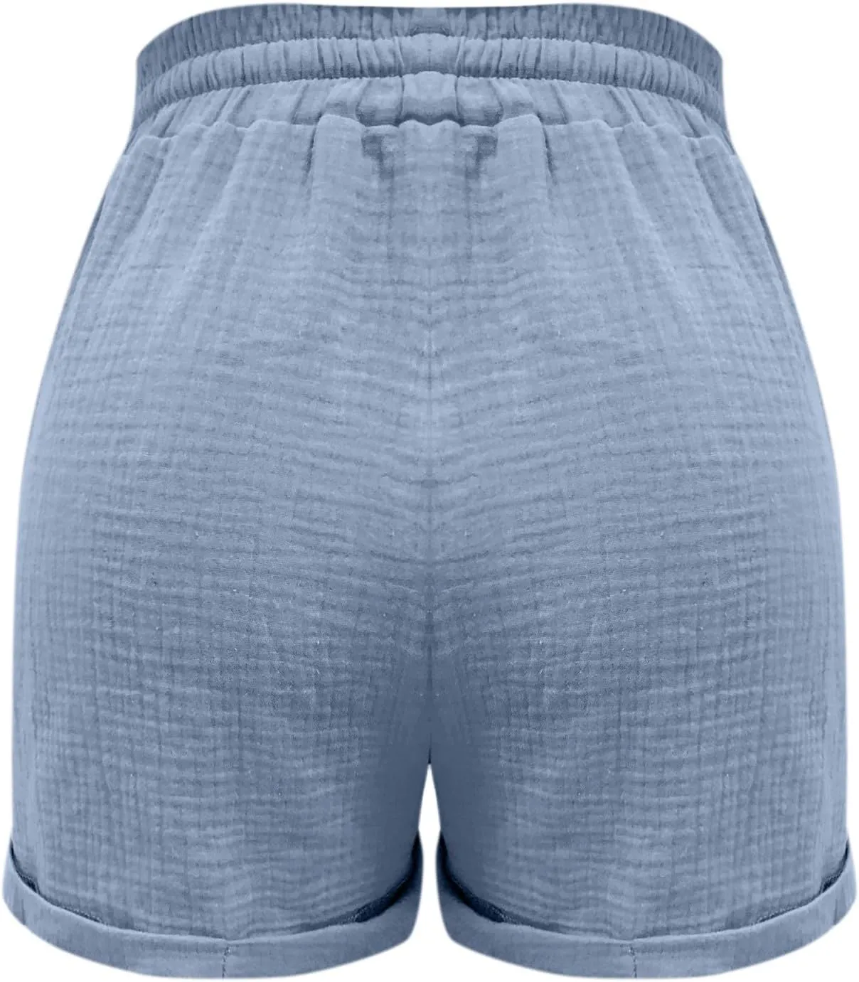 Cotton Linen Shorts for Women Drawstring Elastic High Waist Casual Summer Shorts Lightweight Baggy Comfy Shorts with Pockets