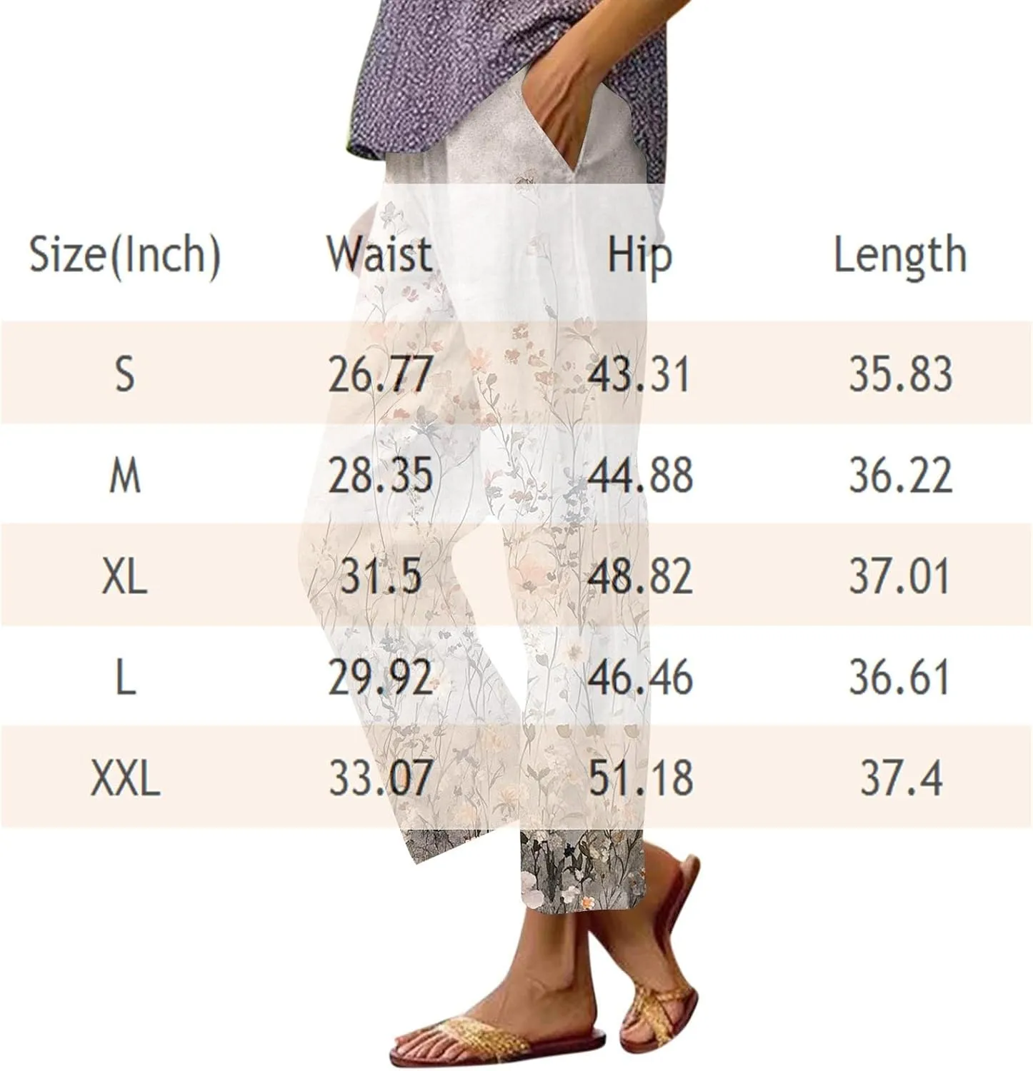 Cropped Linen Pants Women Plus Size High Waist Wide Leg Ankle Length Striped Pants Beach Vacation Trousers with Pockets
