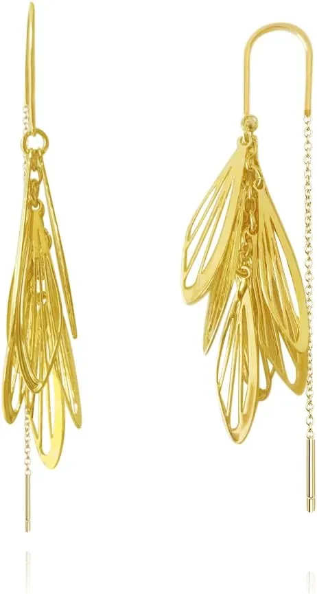 Cross Curved Drop Earrings - Long Bar Stick Dangle Earrings for Women