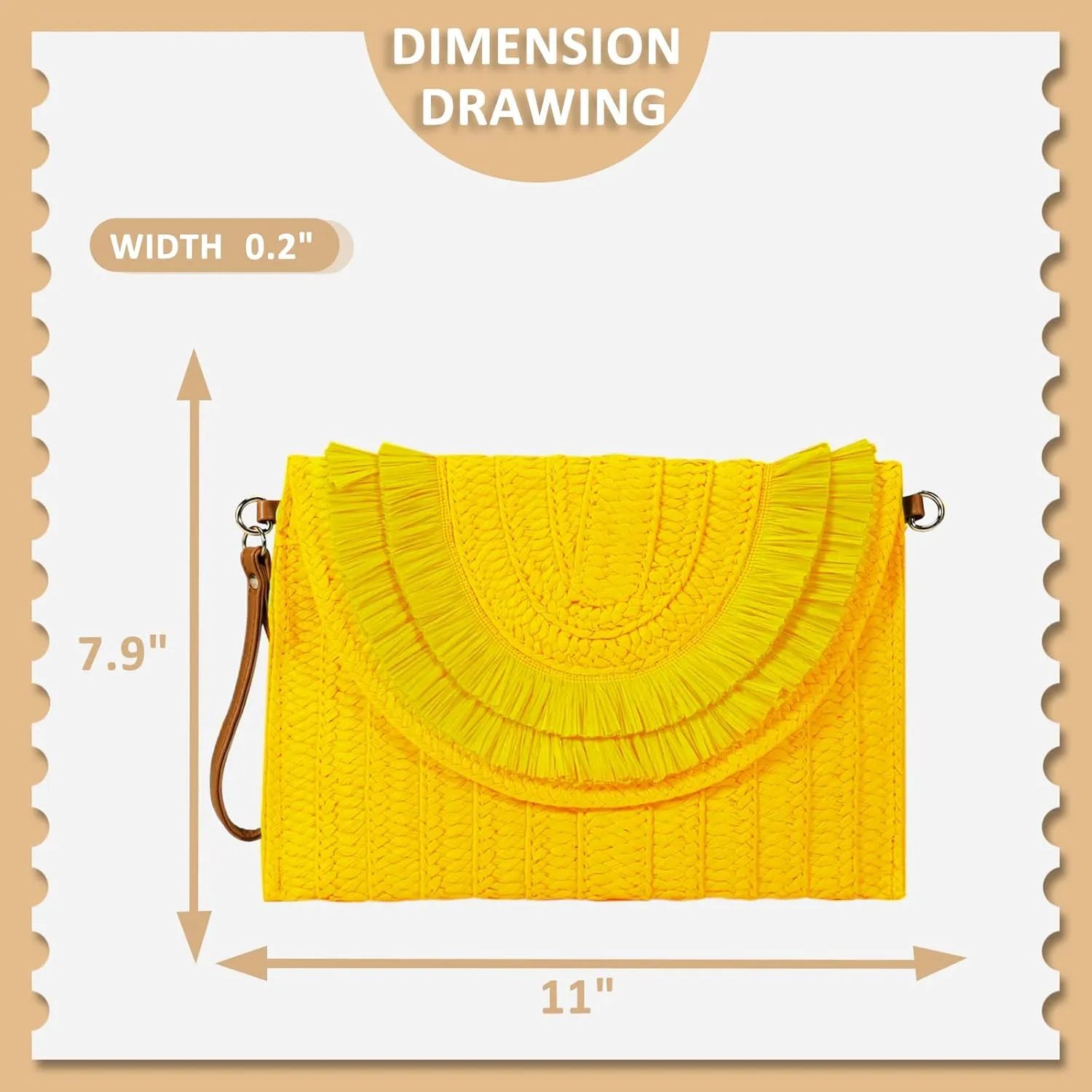 Crossbody Bags for Women, Straw Clutch Purses, Bohemian Handmade Woven Envelope Package, Tassel Handbags for Women