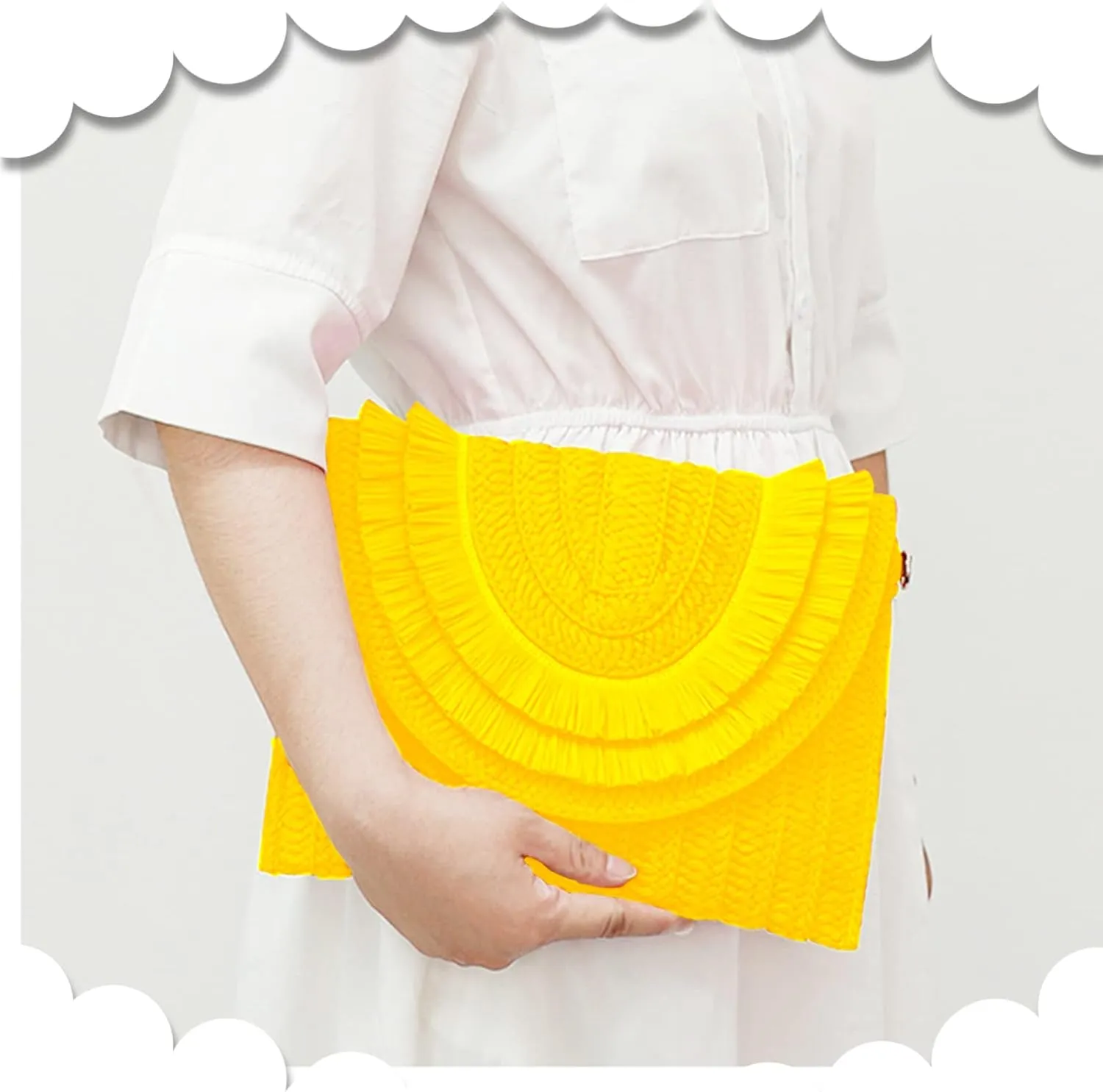 Crossbody Bags for Women, Straw Clutch Purses, Bohemian Handmade Woven Envelope Package, Tassel Handbags for Women