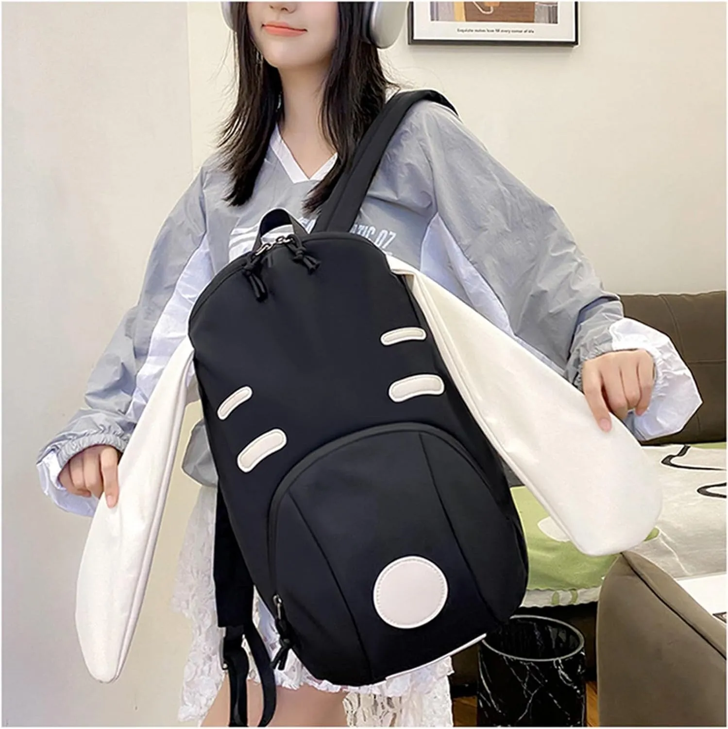 Cute Funny Dog Shape Backpack for Women Men Large Big Capacity Weekend Backpack Nylon Lightweight Travel Daypack for Gift Black