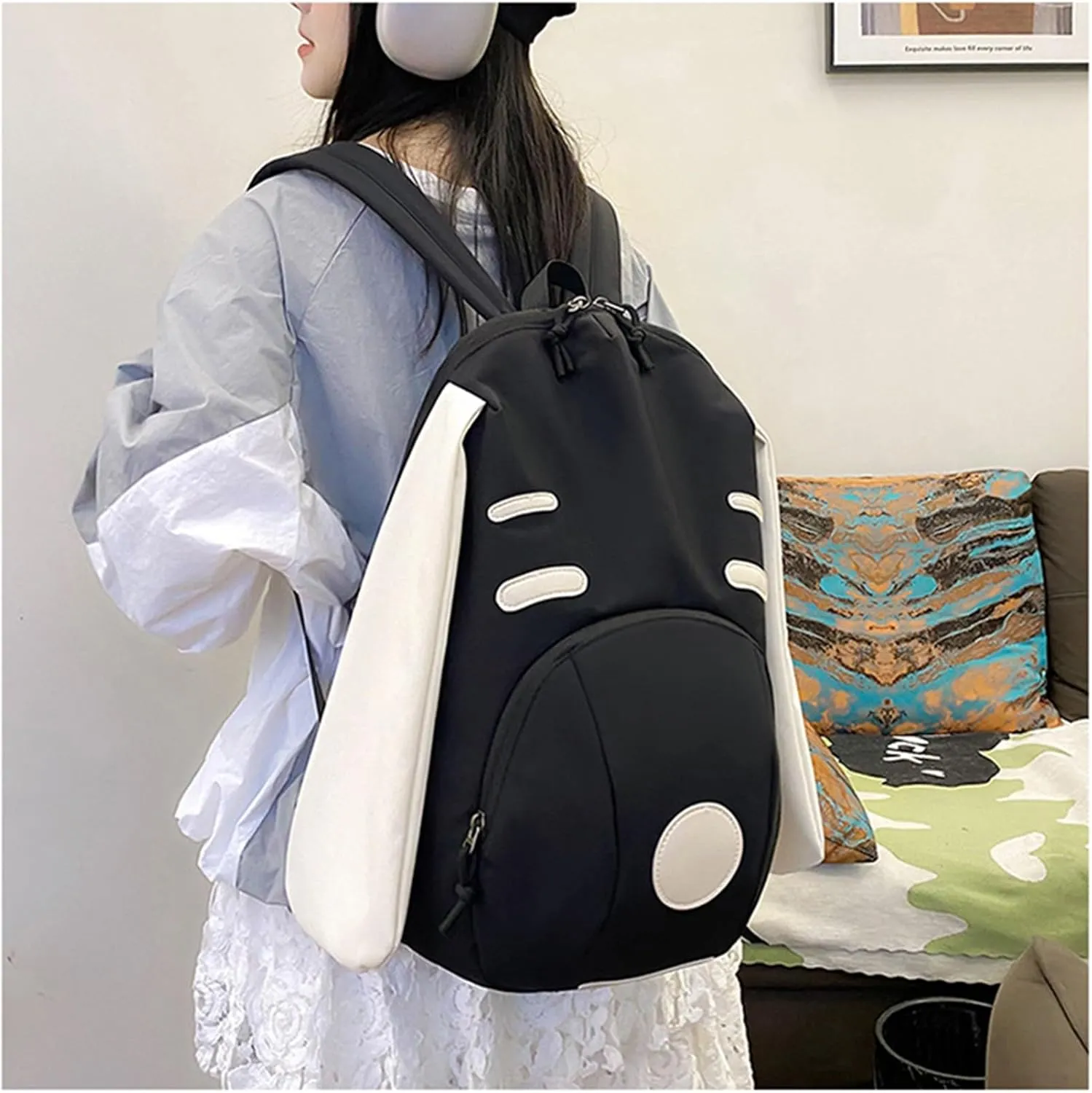 Cute Funny Dog Shape Backpack for Women Men Large Big Capacity Weekend Backpack Nylon Lightweight Travel Daypack for Gift Black