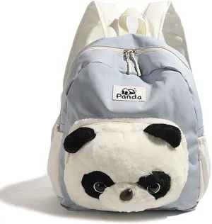 Cute Funny Panda Shape Backpack for Women Men Plush Panda Travel Backpack Large Capacity Weekend Rucksack Lightweight Travel Daypack Blue
