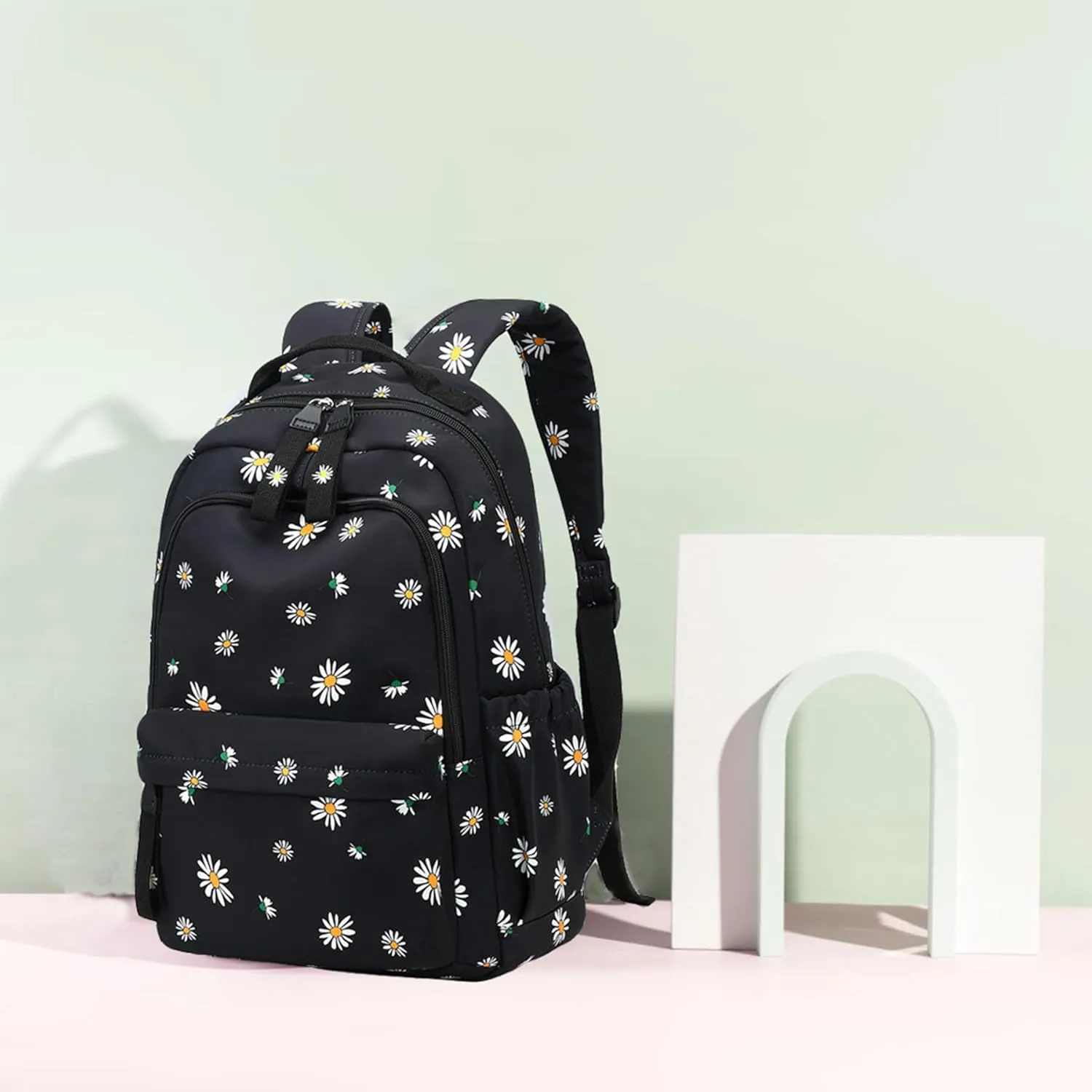 Daisy Prints Backpack for Girls Middle School Bookbag Elementary School Bags for Teens