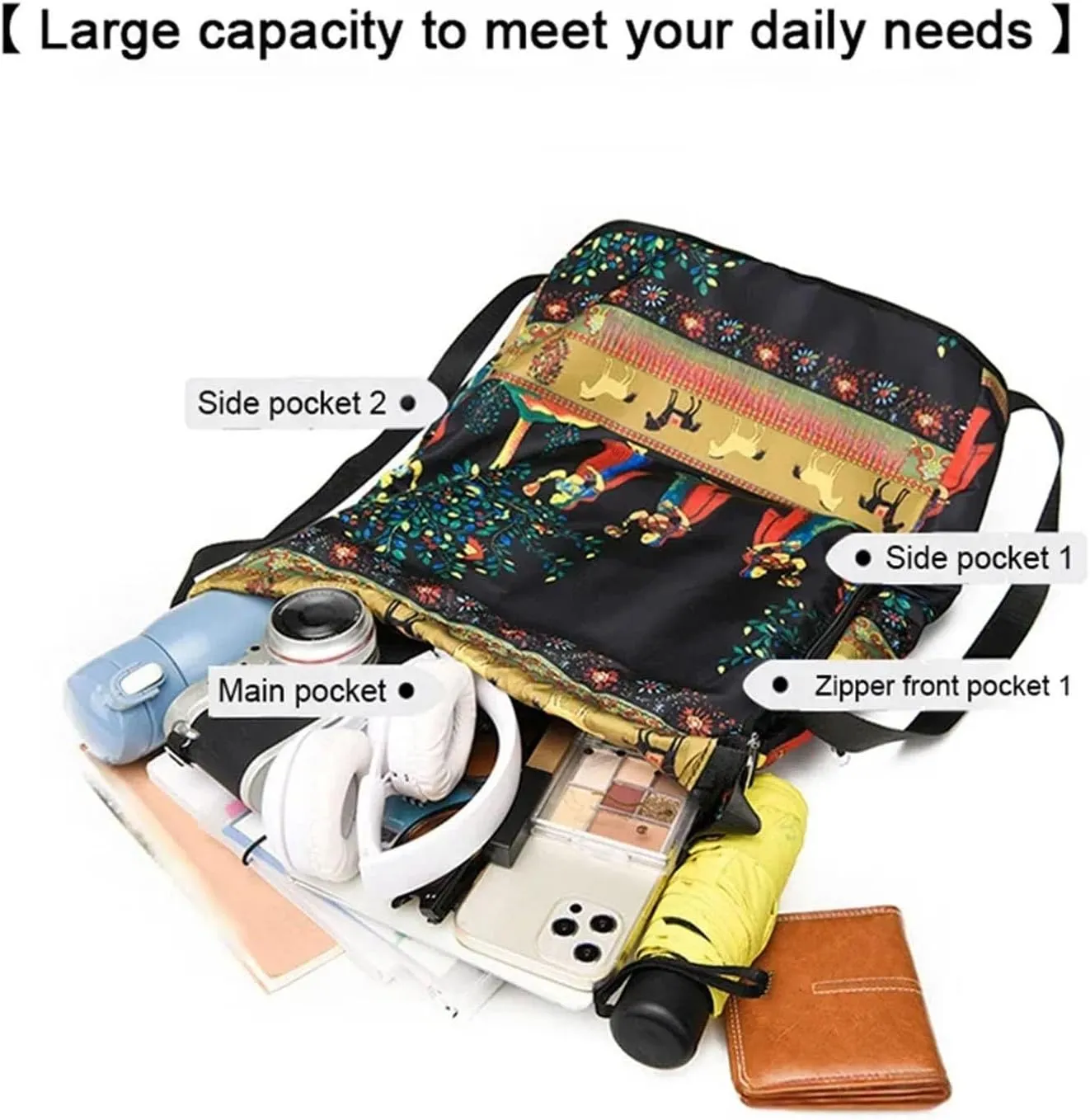 Drawstring Foldable Large Capacity Dry-wet Separation Travel Sports Backpack Waterproof Gym Bag with Multiple Pockets (Dark Blue)