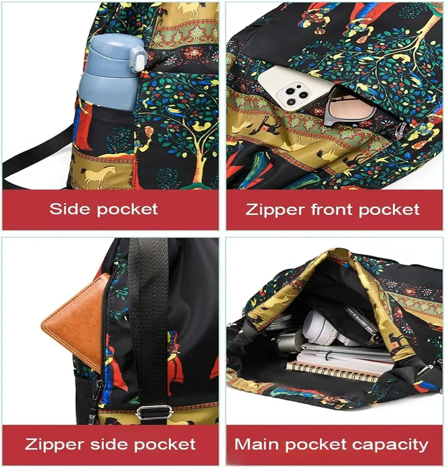 Drawstring Foldable Large Capacity Dry-wet Separation Travel Sports Backpack Waterproof Gym Bag with Multiple Pockets (Dark Blue)