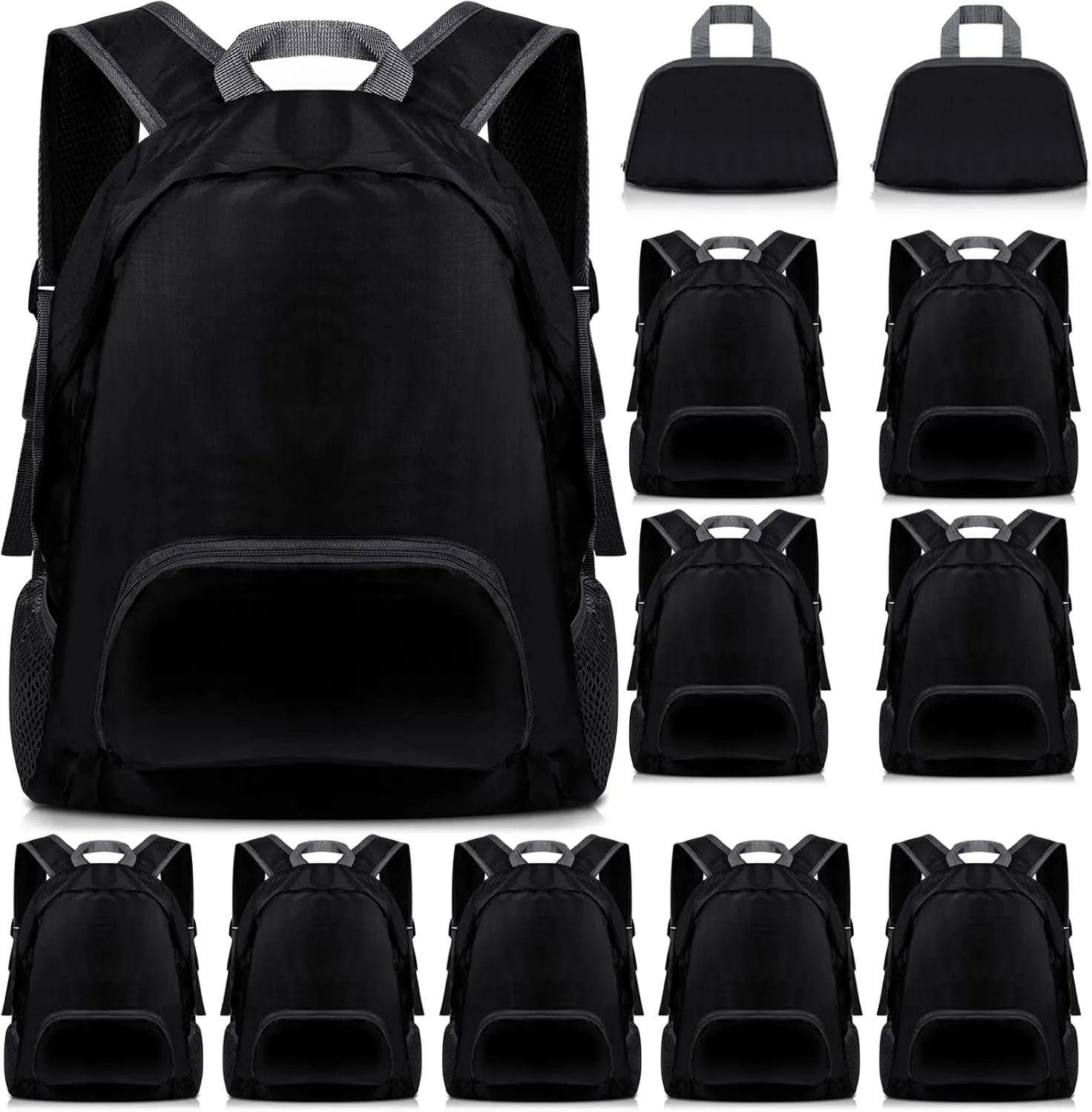 Dunzy 12 Pcs 20l Foldable Backpacks Bulk Lightweight Basic Back Pack Wholesale for Homeless Donation Corporate Events Travel Camping