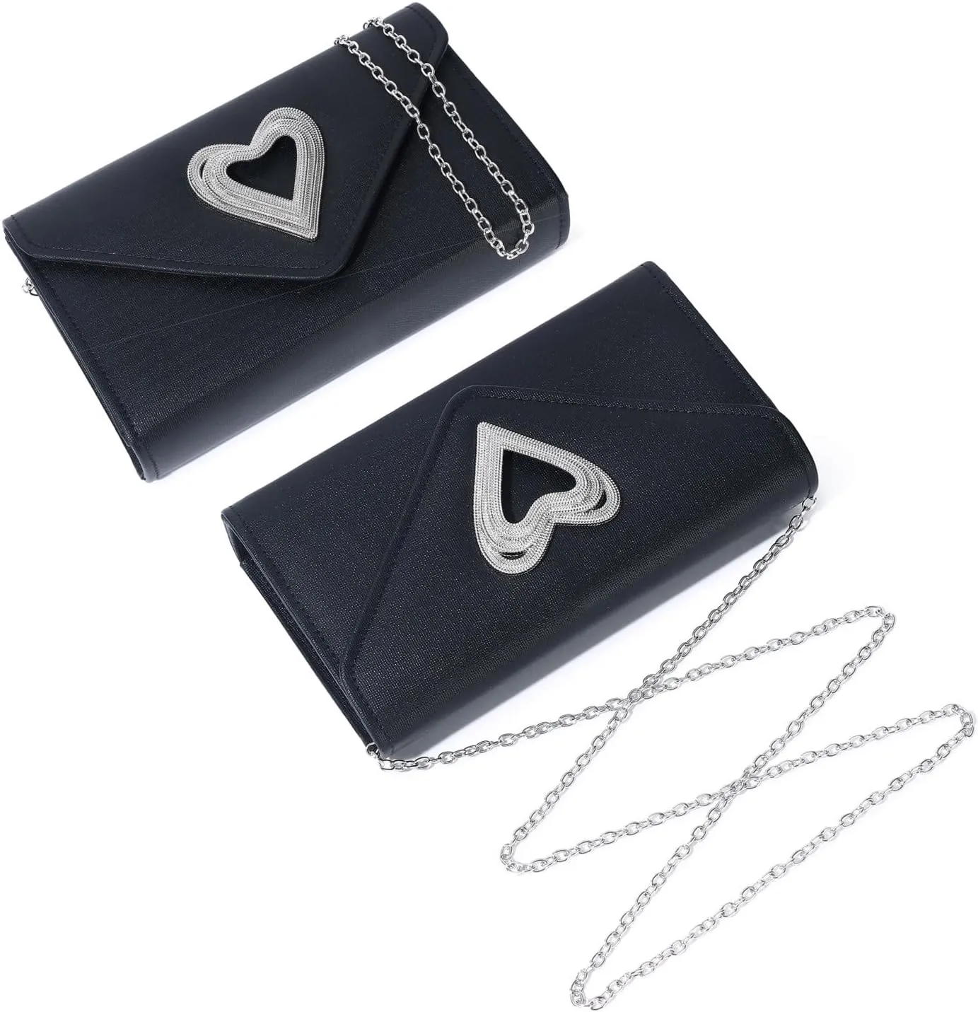 Elegant Heart-Accent Clutch for Women - Sparkly Evening Bag, Ideal for Weddings, Romantic Parties & Formal Events