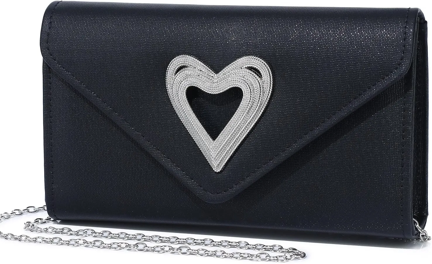 Elegant Heart-Accent Clutch for Women - Sparkly Evening Bag, Ideal for Weddings, Romantic Parties & Formal Events