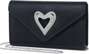 Elegant Heart-Accent Clutch for Women - Sparkly Evening Bag, Ideal for Weddings, Romantic Parties & Formal Events