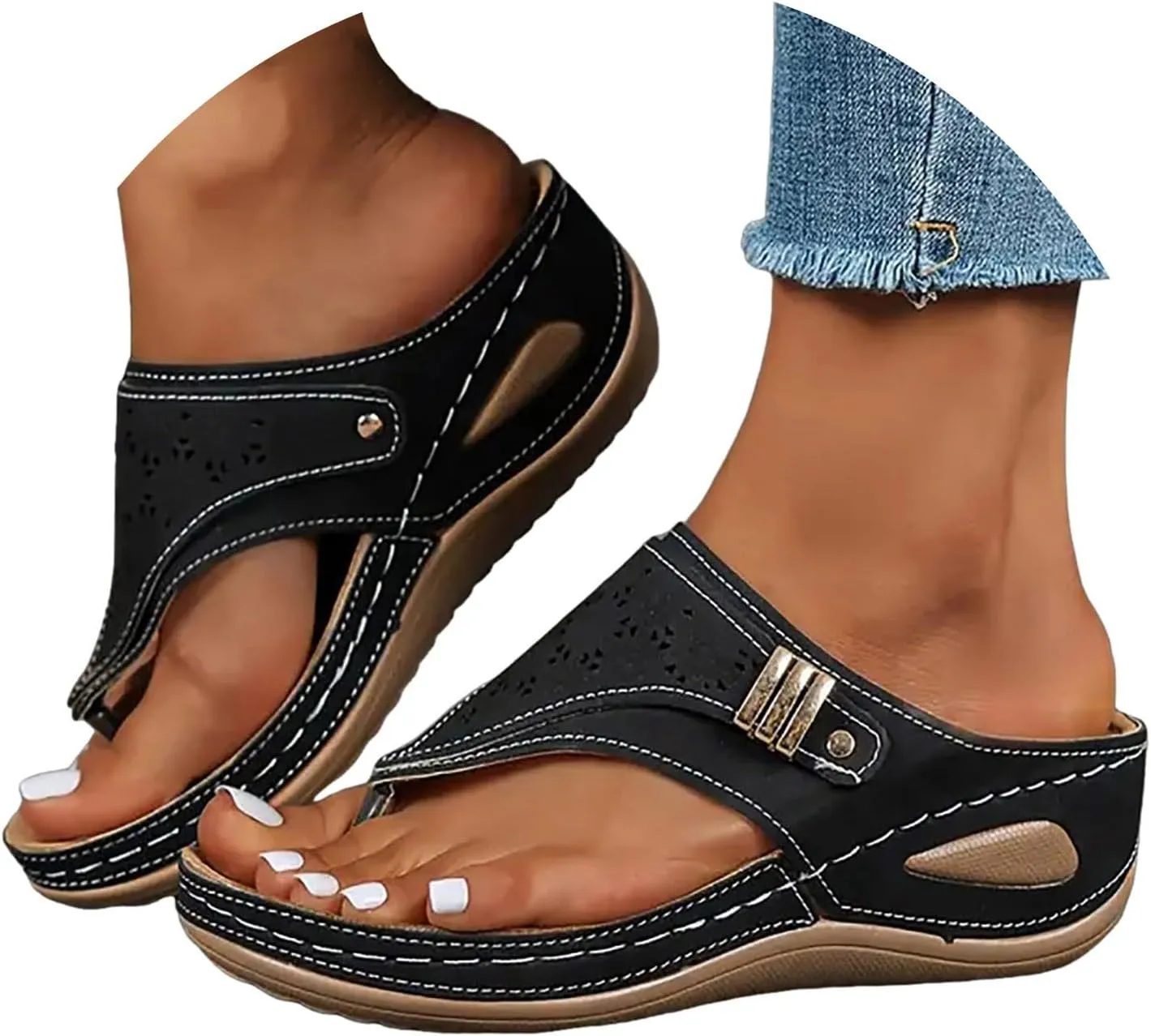Espadrilles Wedge Sandals for Women 2025 Dressy Summer Orthopedic Comfortable Arch Support Casual Slip on Flats Flip Flops Beach Vacation Outdoor Slides Slipper Shoes