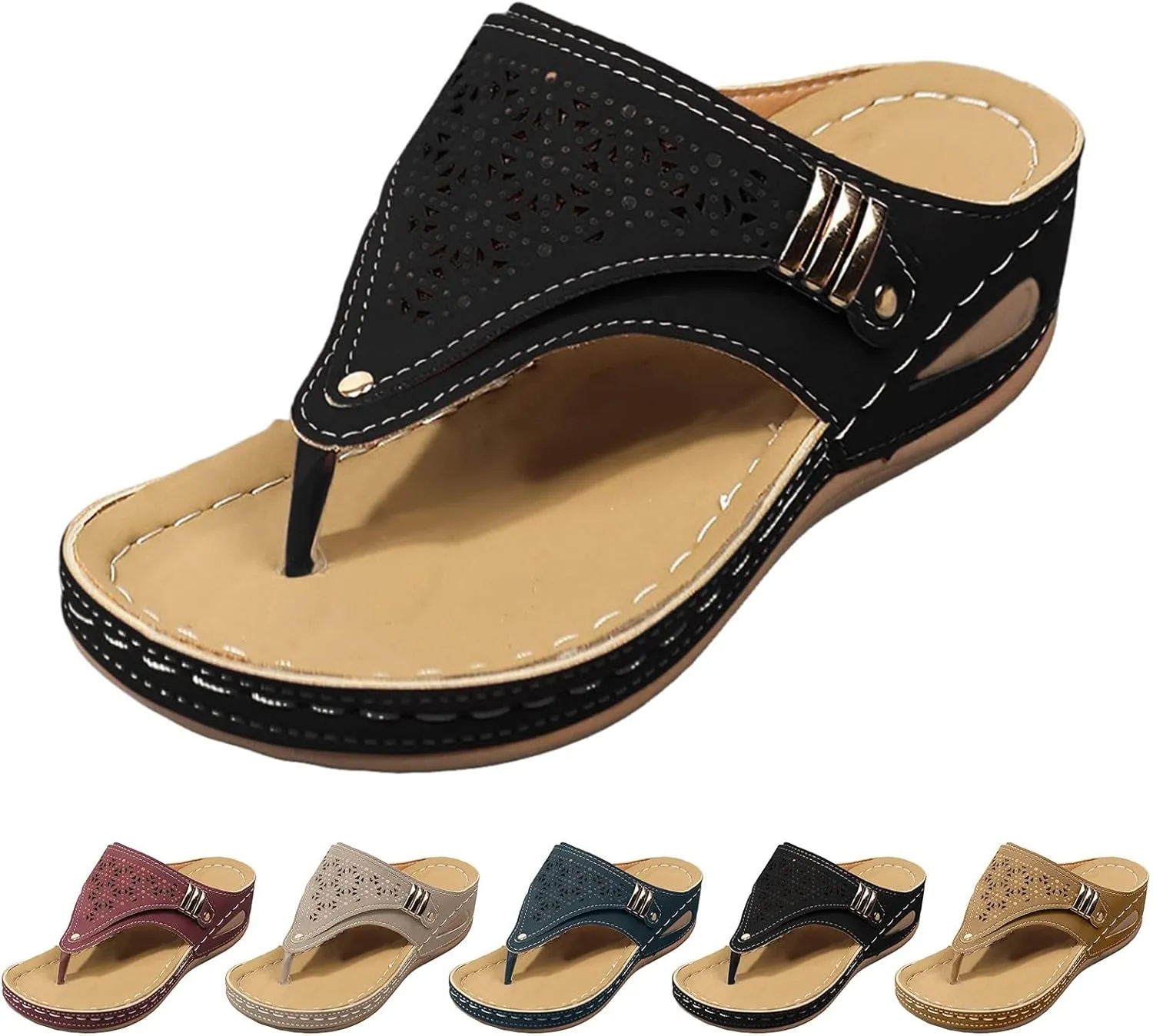 Espadrilles Wedge Sandals for Women 2025 Dressy Summer Orthopedic Comfortable Arch Support Casual Slip on Flats Flip Flops Beach Vacation Outdoor Slides Slipper Shoes