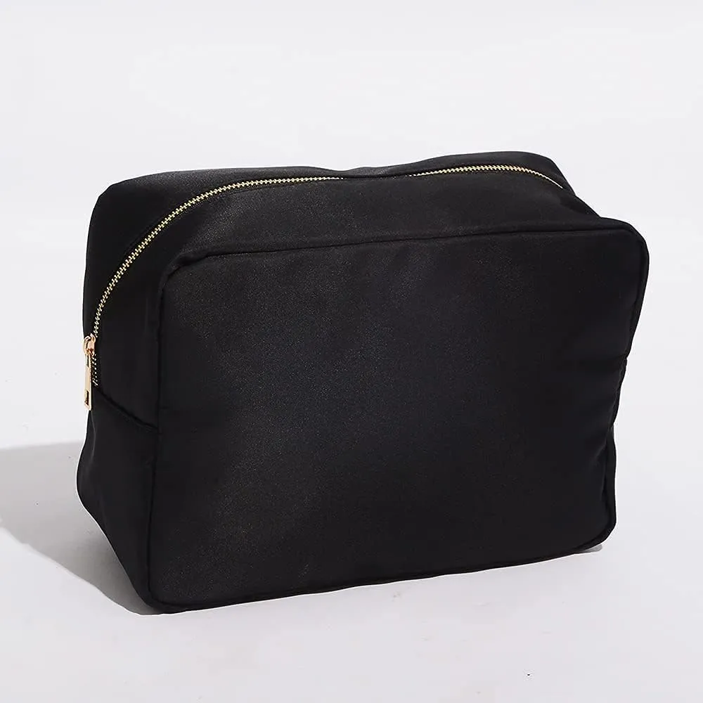 Extral Large Cosmetic Bag Makeup Pouch Bag Case, Nylon Travel Set Women Men(Black,XL)