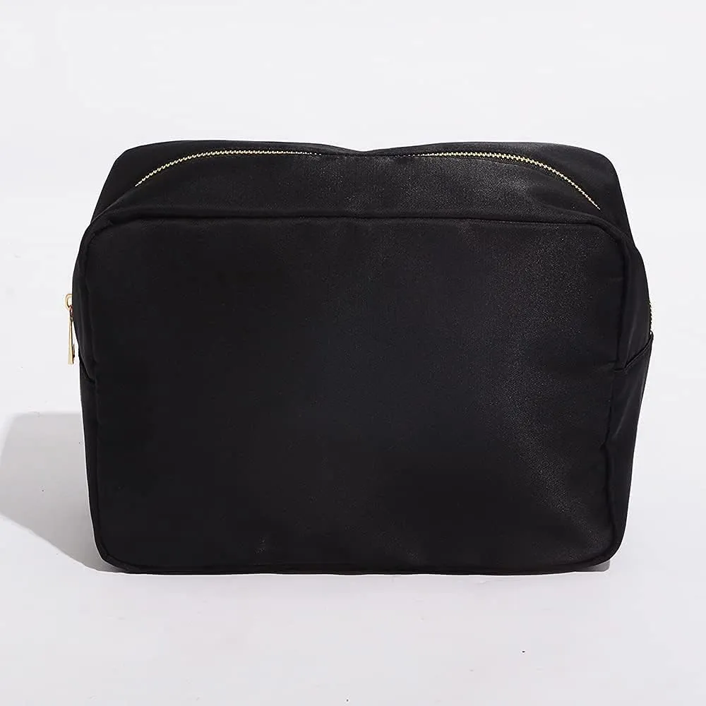 Extral Large Cosmetic Bag Makeup Pouch Bag Case, Nylon Travel Set Women Men(Black,XL)