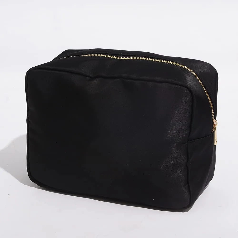 Extral Large Cosmetic Bag Makeup Pouch Bag Case, Nylon Travel Set Women Men(Black,XL)