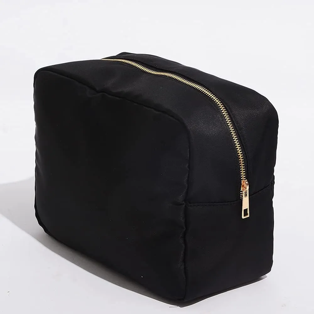 Extral Large Cosmetic Bag Makeup Pouch Bag Case, Nylon Travel Set Women Men(Black,XL)