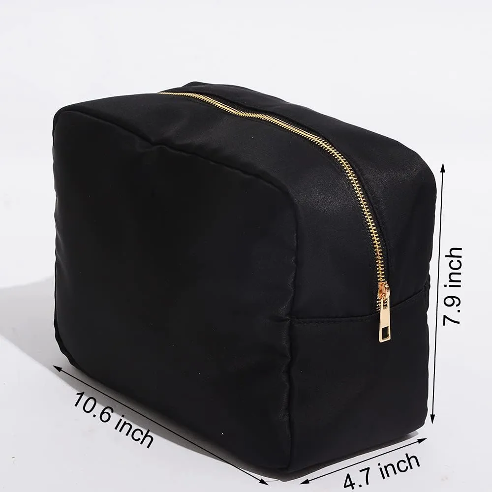 Extral Large Cosmetic Bag Makeup Pouch Bag Case, Nylon Travel Set Women Men(Black,XL)