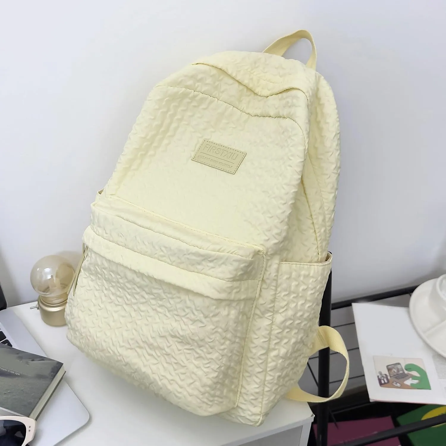 Fashion Cloth Canvas Backpack for Women Waterproof Nylon Anti-Theft Rucksack Fashion Bags for Travel Work Gift(Yellow)