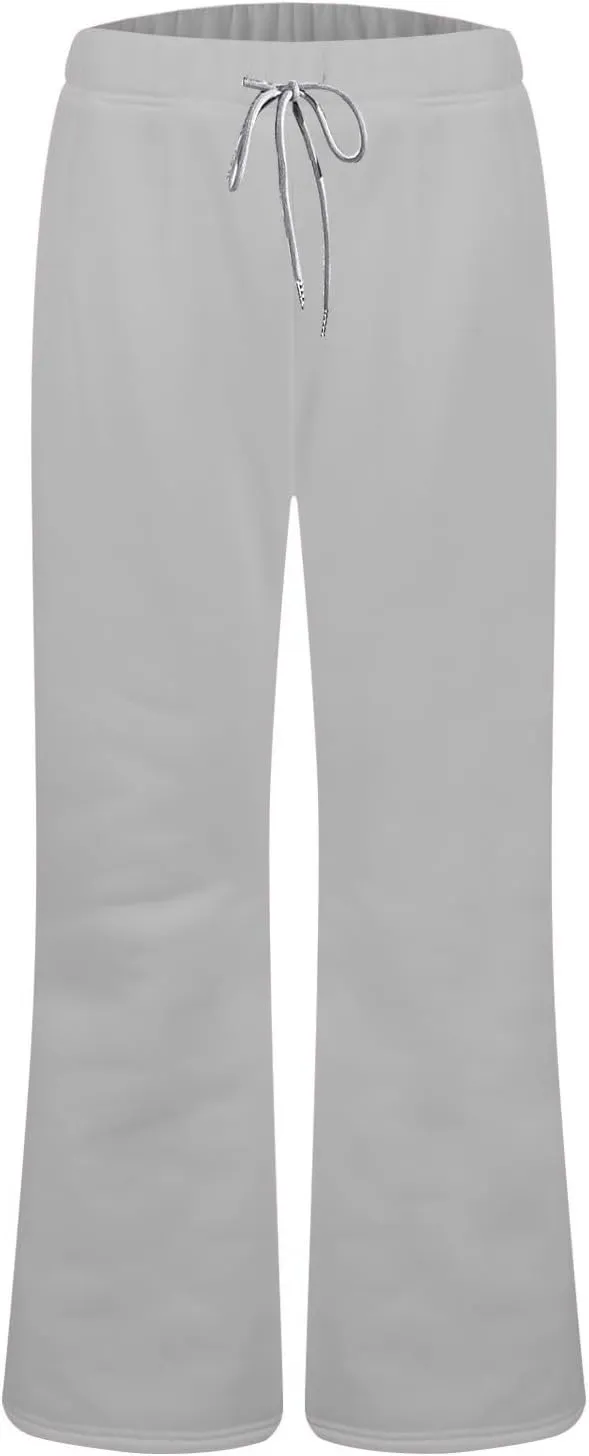 Flared Sweatpants for Women Baggy Drawstring High Waisted Yoga Pants Bell Bottom Tummy Control Sweat Pants w/Pockets