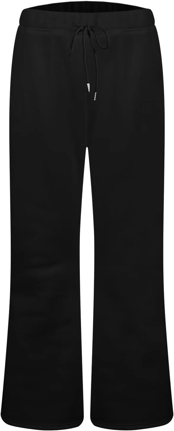 Flared Sweatpants for Women Baggy Drawstring High Waisted Yoga Pants Bell Bottom Tummy Control Sweat Pants w/Pockets