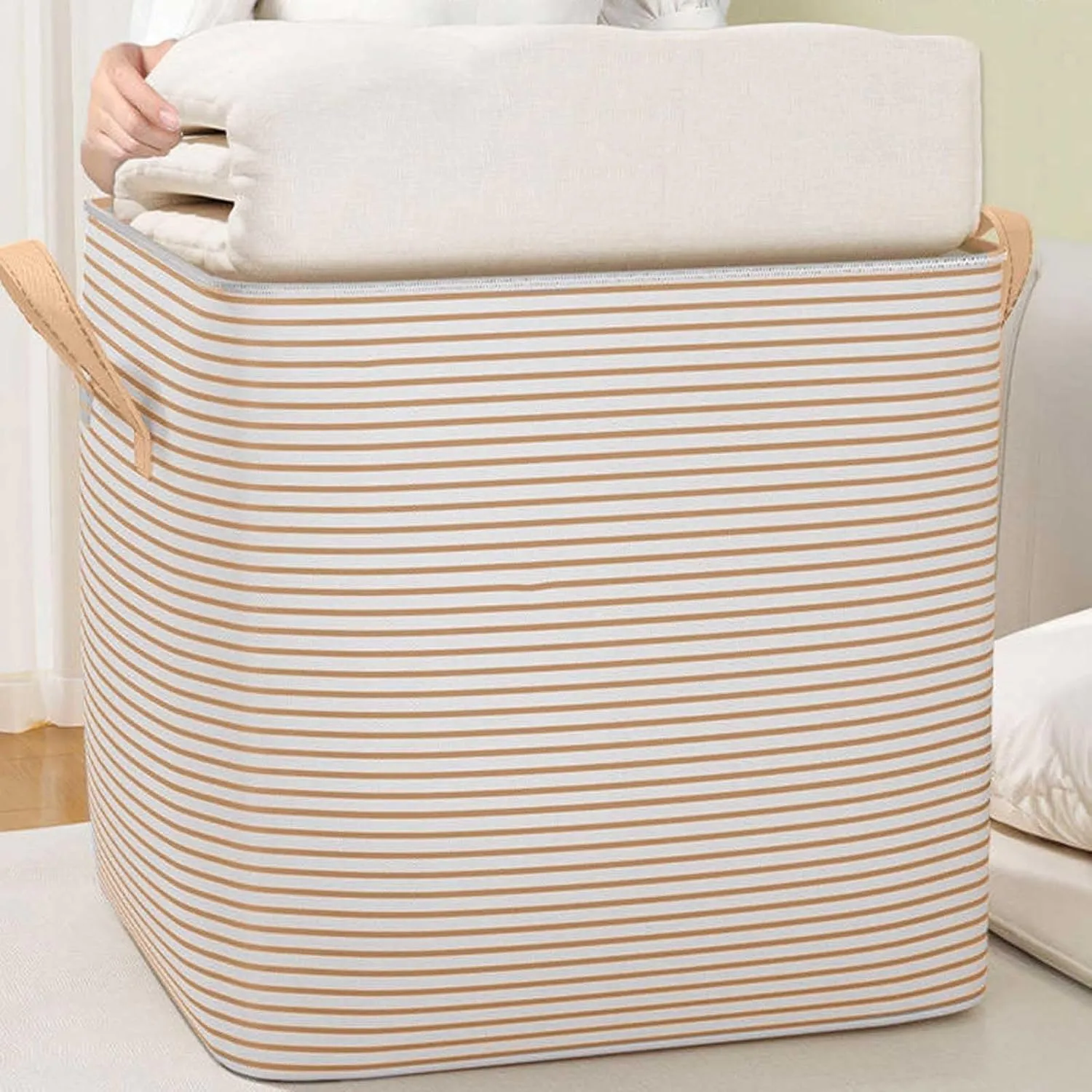 Foldable Closet Organizers and Storage with Sturdy Handle & Zipper Moving Bags Under Bed Storage Containers Clothing Storage Organizer Large Storage Bags for Blankets, Closet, Bedding, Comforter