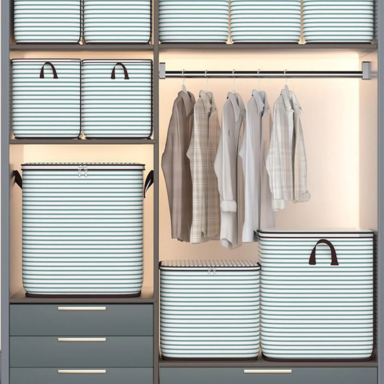 Foldable Organization and Storage with Sturdy Handle & Zipper Moving Bags Under Bed Storage Clothing Storage Large Storage Bags for Bedding, Comforter, Closet, Blankets