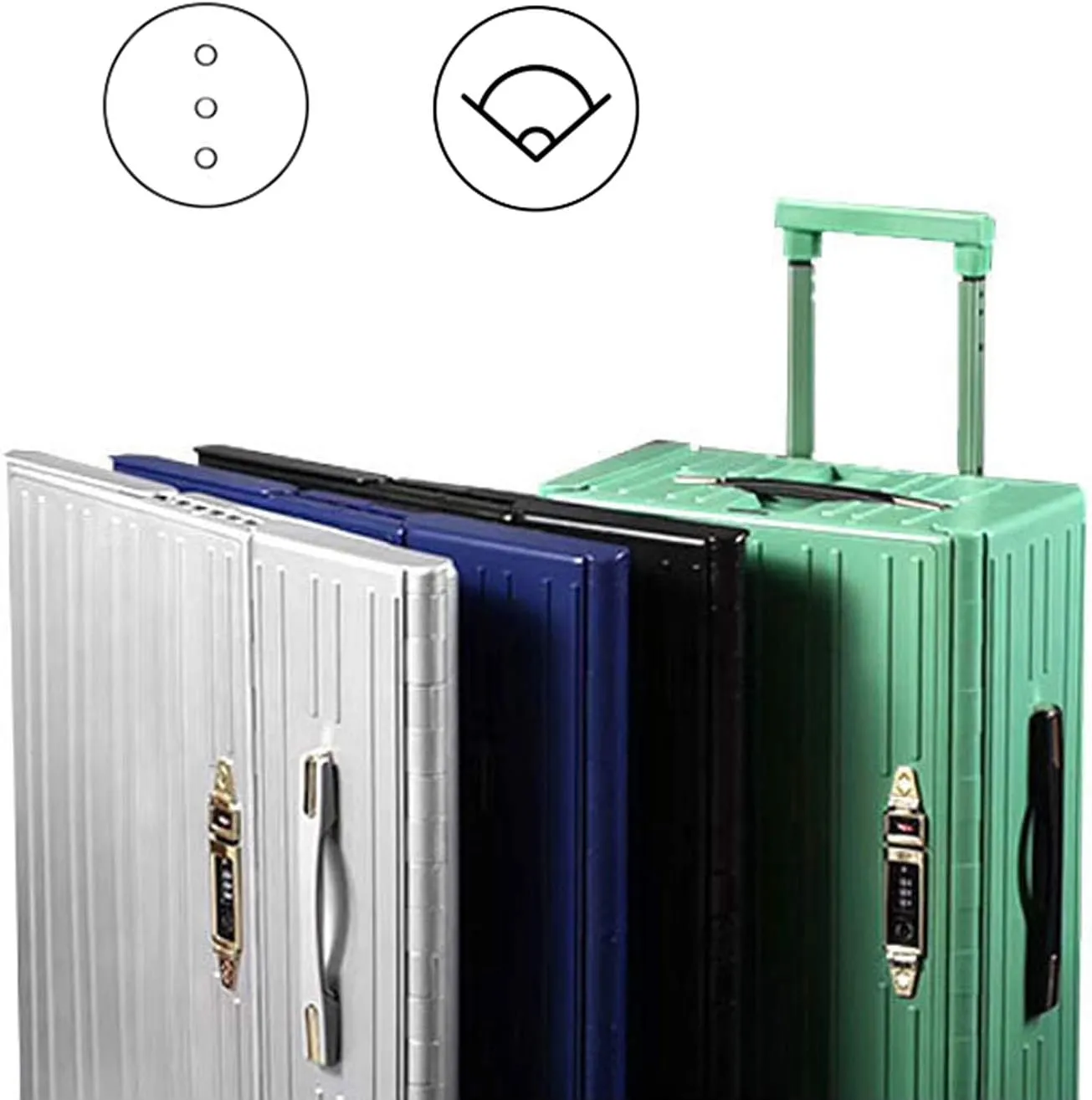 Foldable Suitcase Trolley Carry on Hand Cabin Luggage Hard Shell Travel Bag Lightweight with 4 Spinner Wheels and Dial Combination Lock,Silver