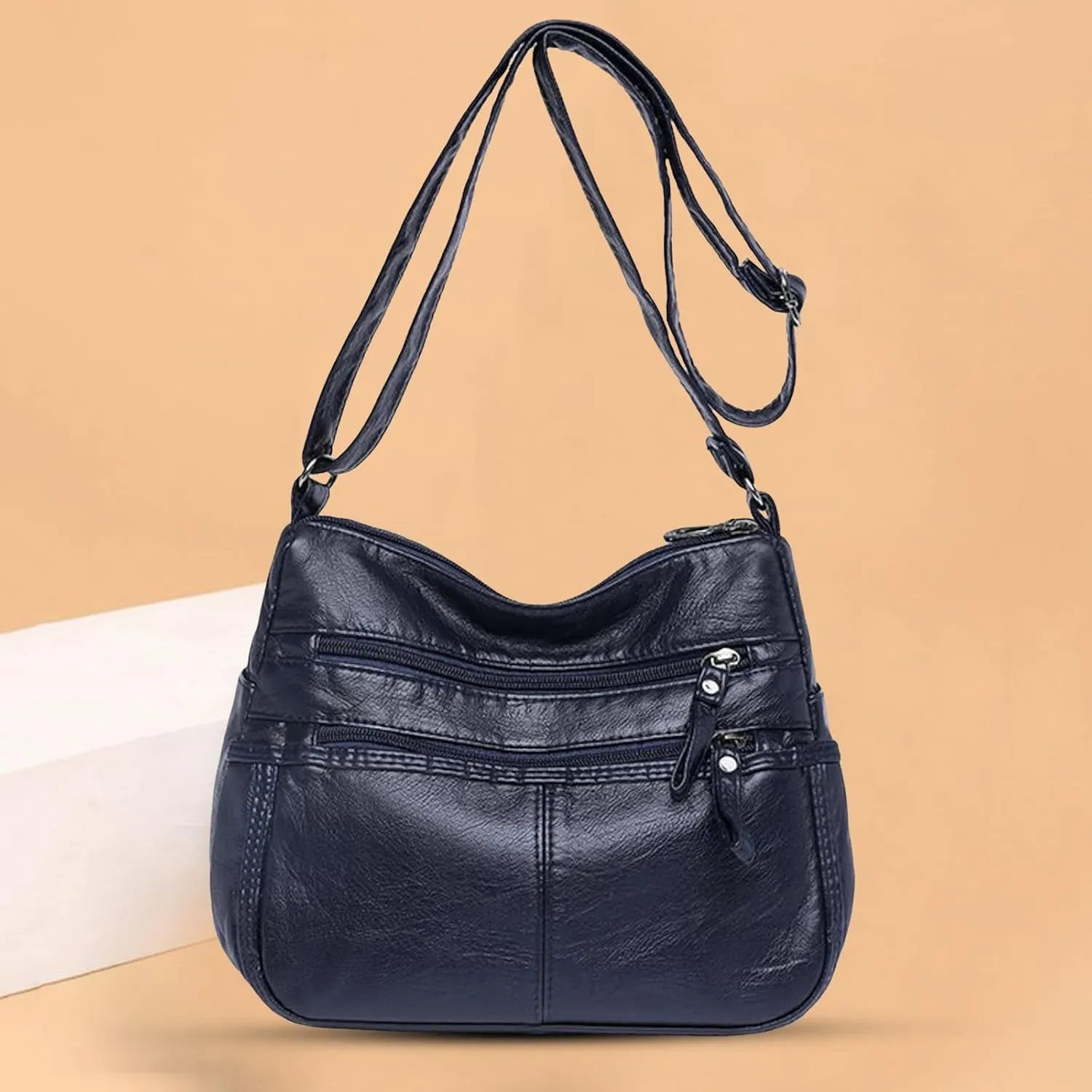 Foldie Crossbody Bags for Women Cute Hobo Tote Handbags Mini Clutch Purses with Zipper Closure Luxury Travel Bag(Blue)