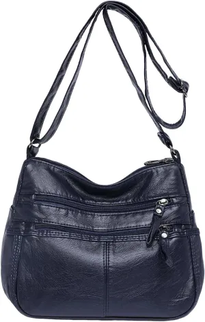 Foldie Crossbody Bags for Women Cute Hobo Tote Handbags Mini Clutch Purses with Zipper Closure Luxury Travel Bag(Blue)