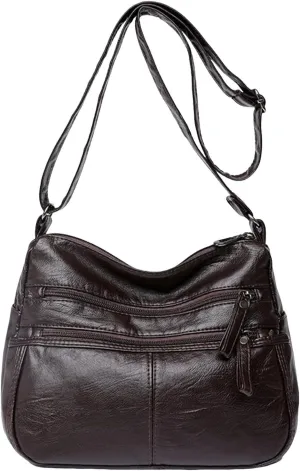 Foldie Crossbody Bags for Women Cute Hobo Tote Handbags Mini Clutch Purses with Zipper Closure Luxury Travel Bag(Brown)