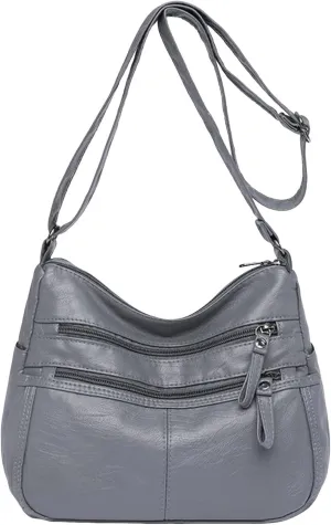 Foldie Crossbody Bags for Women Cute Hobo Tote Handbags Mini Clutch Purses with Zipper Closure Luxury Travel Bag(Grey)