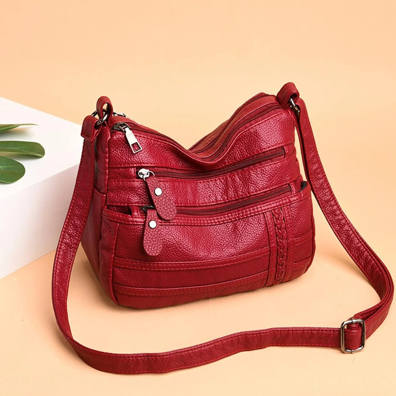 Foldie Crossbody Bags for Women Cute Hobo Tote Handbags Mini Clutch Purses with Zipper Closure Spring Purse 2025(Red)