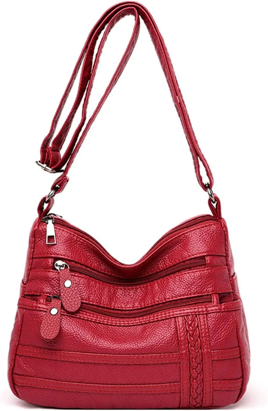 Foldie Crossbody Bags for Women Cute Hobo Tote Handbags Mini Clutch Purses with Zipper Closure Spring Purse 2025(Red)