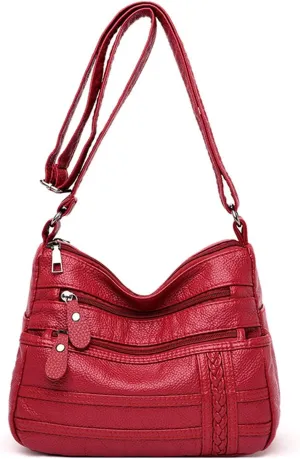 Foldie Crossbody Bags for Women Cute Hobo Tote Handbags Mini Clutch Purses with Zipper Closure Spring Purse 2025(Red)