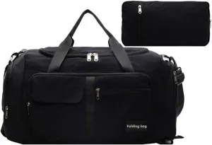 Folding Travel Garment Bag Expandable Carry on, Travel Luggage Organizer for Suitcase Clothes Storage Bag (Black,40L)